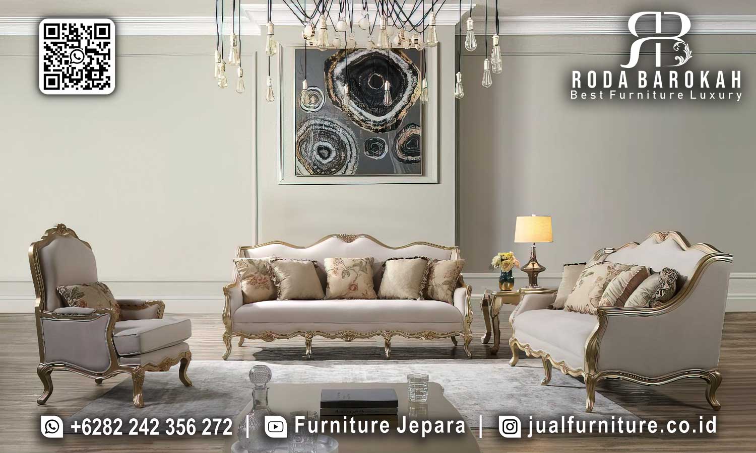 Sofa Tamu Mewah Lusso Ukiran Presisi STM-968