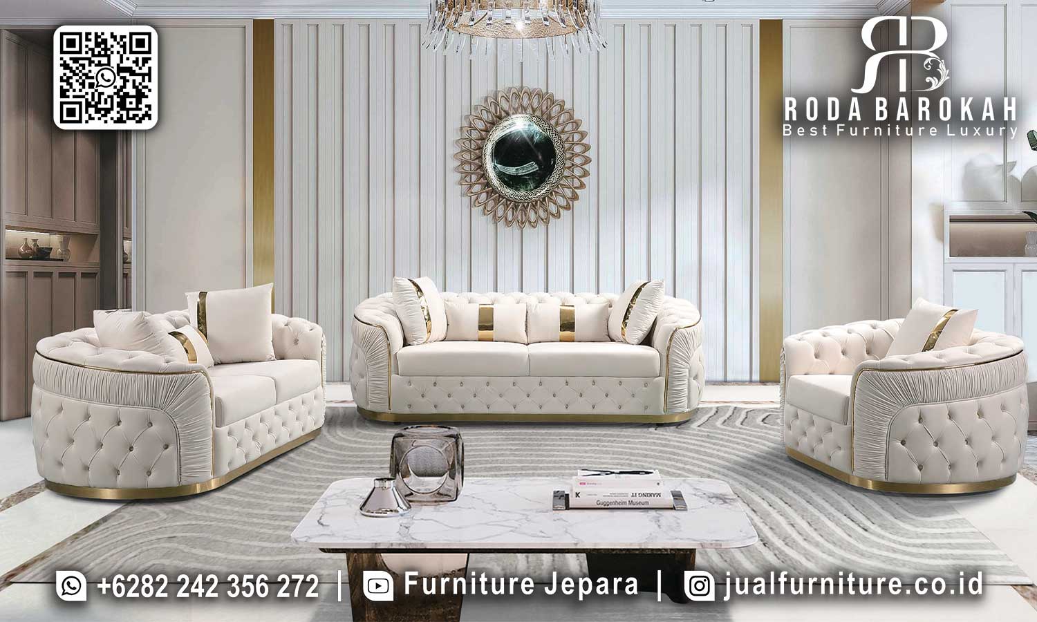 Sofa Tamu Mewah Modern Bruges Sentuhan Klasik STM-951