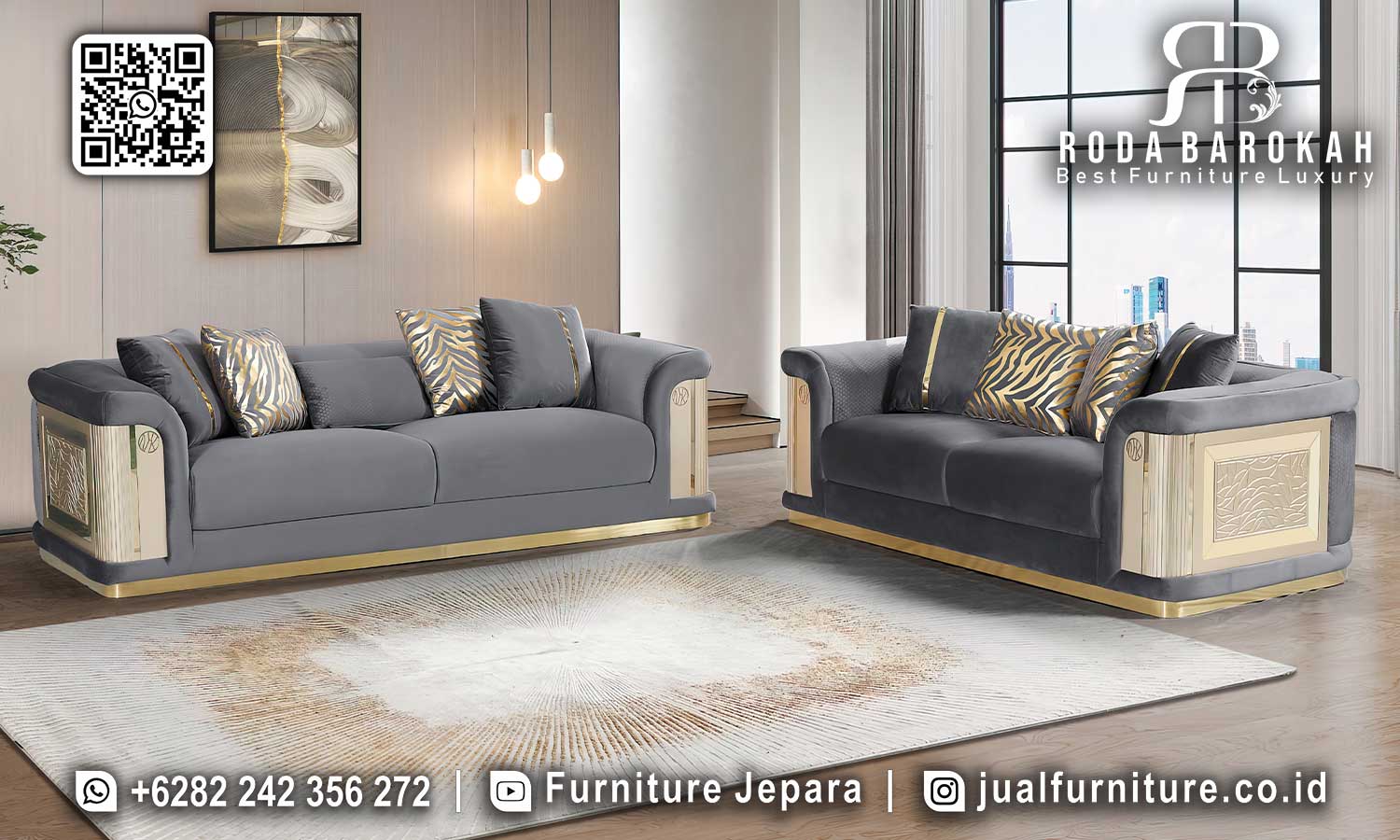 Sofa Tamu Stainless Gold Maestro Antik Elegan STM-952
