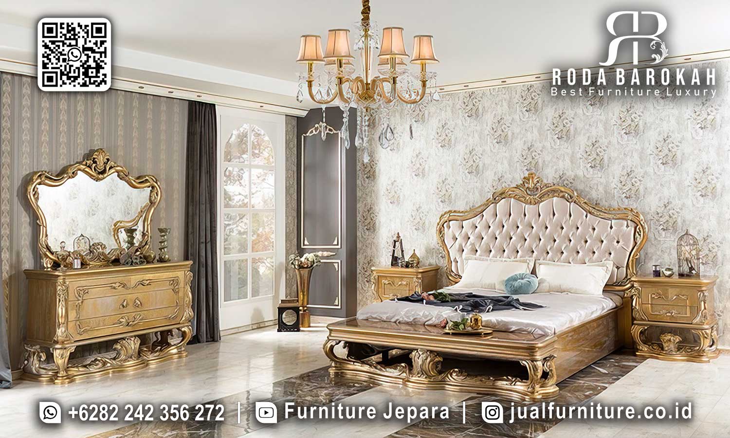 Tempat Tidur Mewah Gold Eleganza Desain Berkarakter STM-992