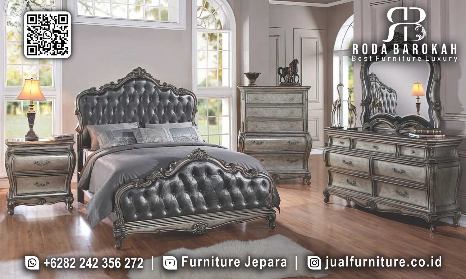 Tempat Tidur Mewah Klasik Portofino Motif Klasik STT-542