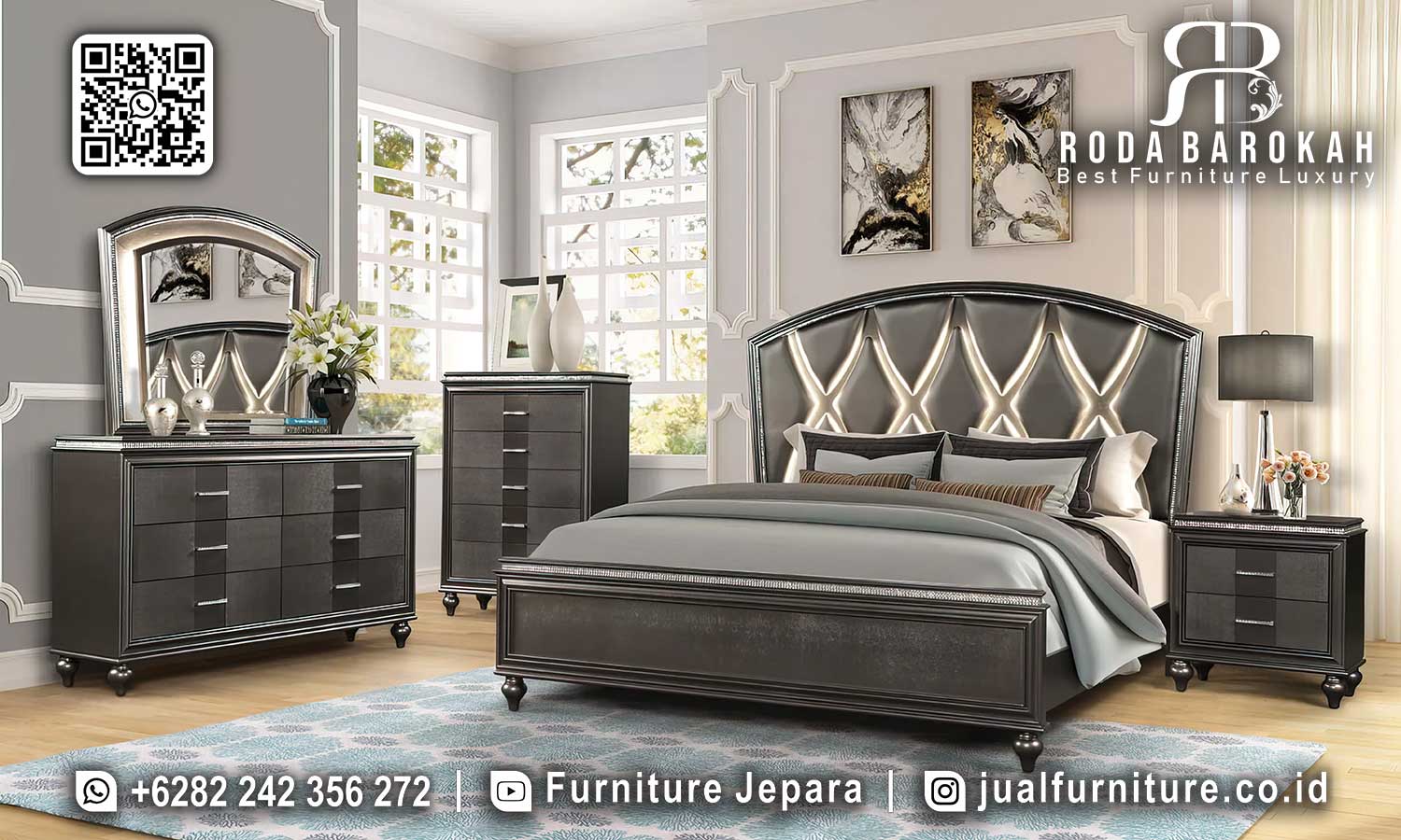 Tempat Tidur Mewah Modern Santorini Desain Elegan STT-553