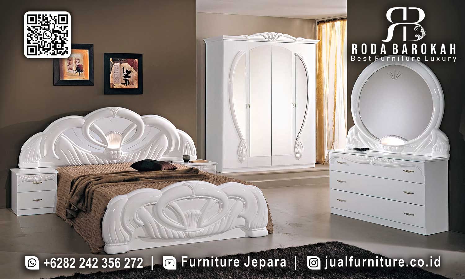 Tempat Tidur Mewah Putih Vicenza Anti Lembab STT-572