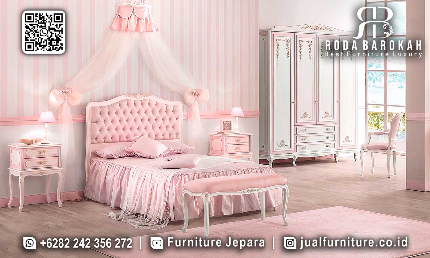 Tempat Tidur Pinky Mewah Palazzo Kesan Antik STT-571