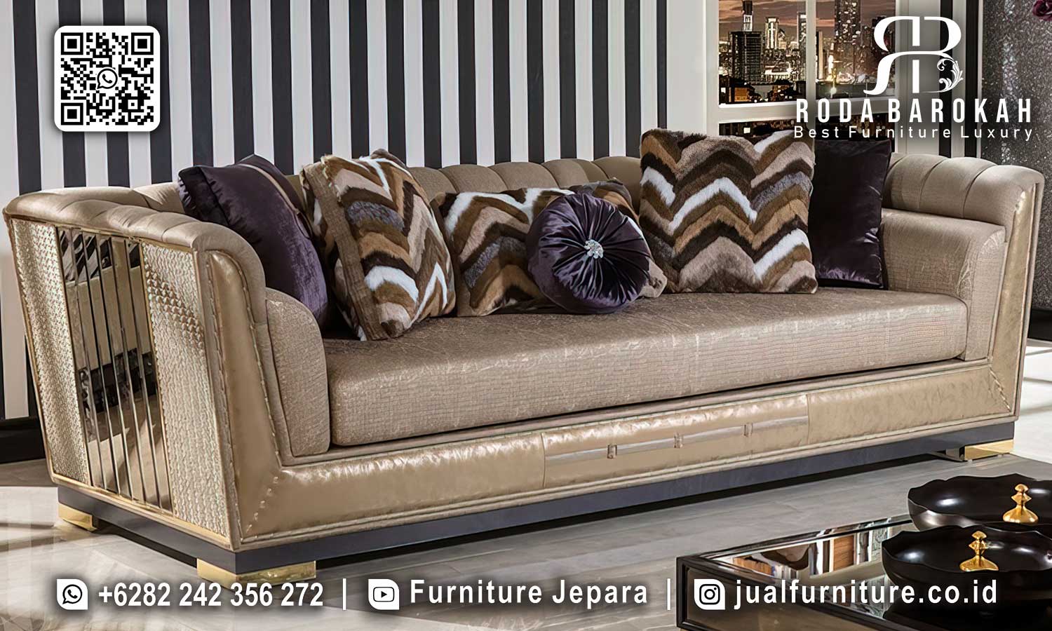 Desain Sofa Tamu Mewah Cremona Ukiran Tangan STM-1002