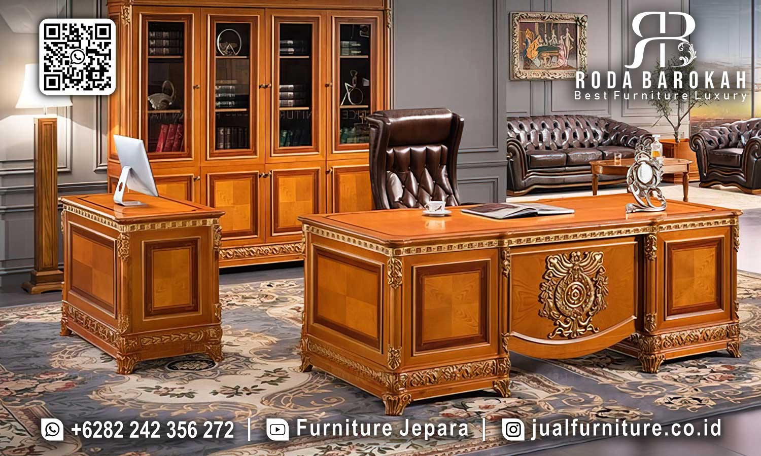 Furniture Mewah Meja Kantor Padova Klasik Elegan FK-015