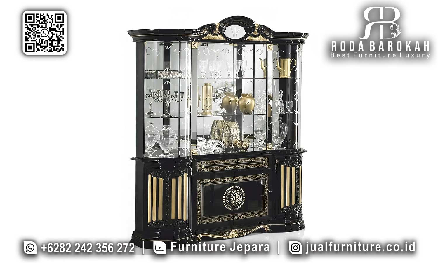 Harga Lemari Pajangan Mewah Warna Black Gold BT-059