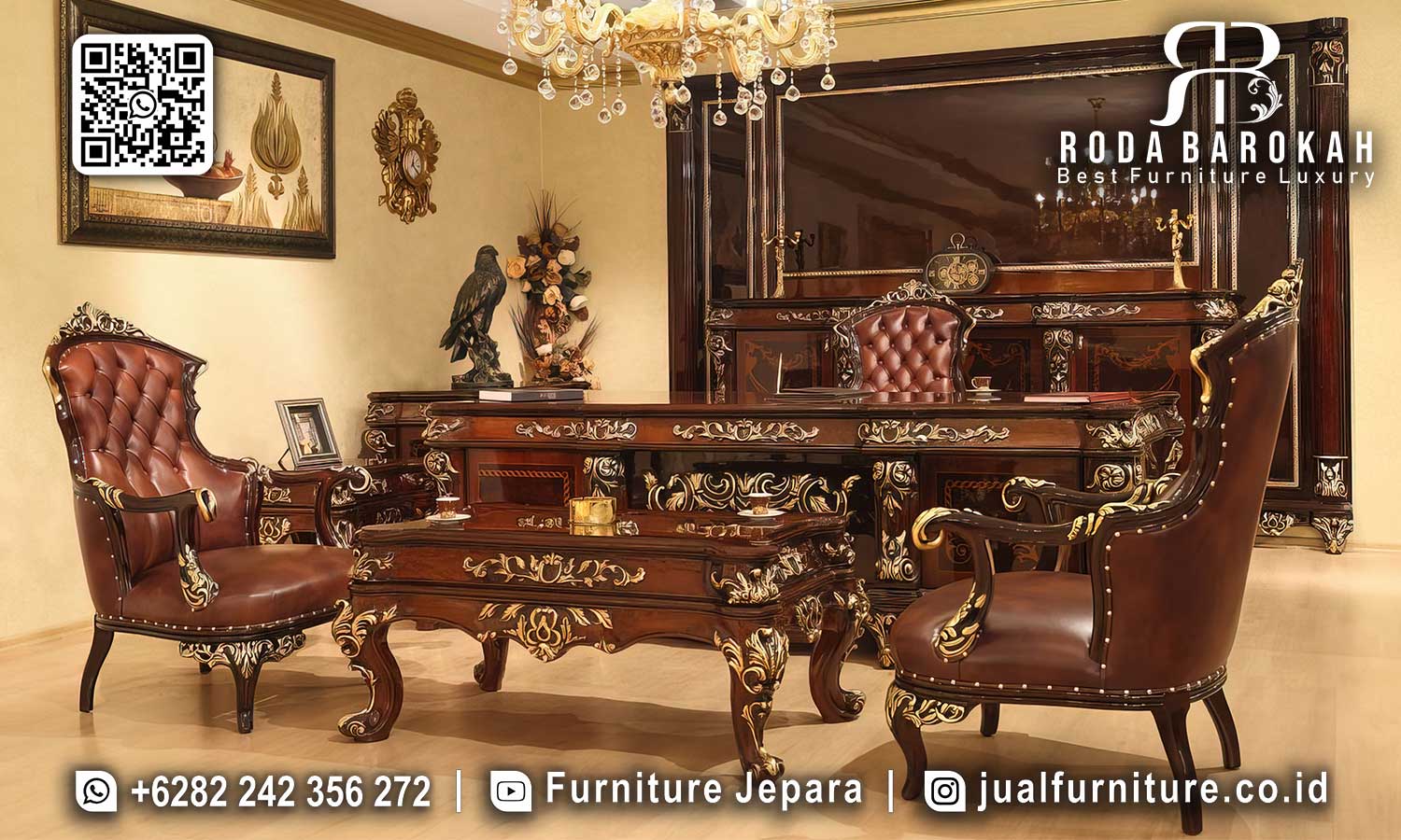 Jual Furniture Meja Kantor Napoleon Ukiran Presisi FK-008