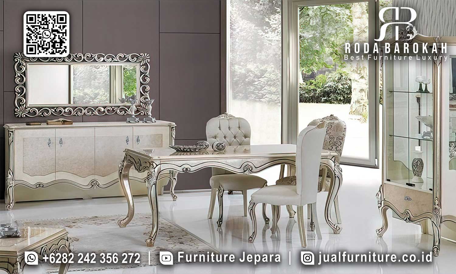 Jual Meja Makan Jepara Mewah Versailles Kesan Elegan SMM-737