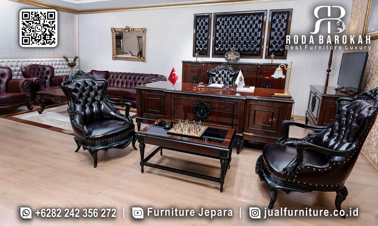Jual Set Ruangan Kantor Mewah Modena Pahatan Halus FK-022 2 Jual Set Ruangan Kantor Mewah Modena Pahatan Halus FK-022
