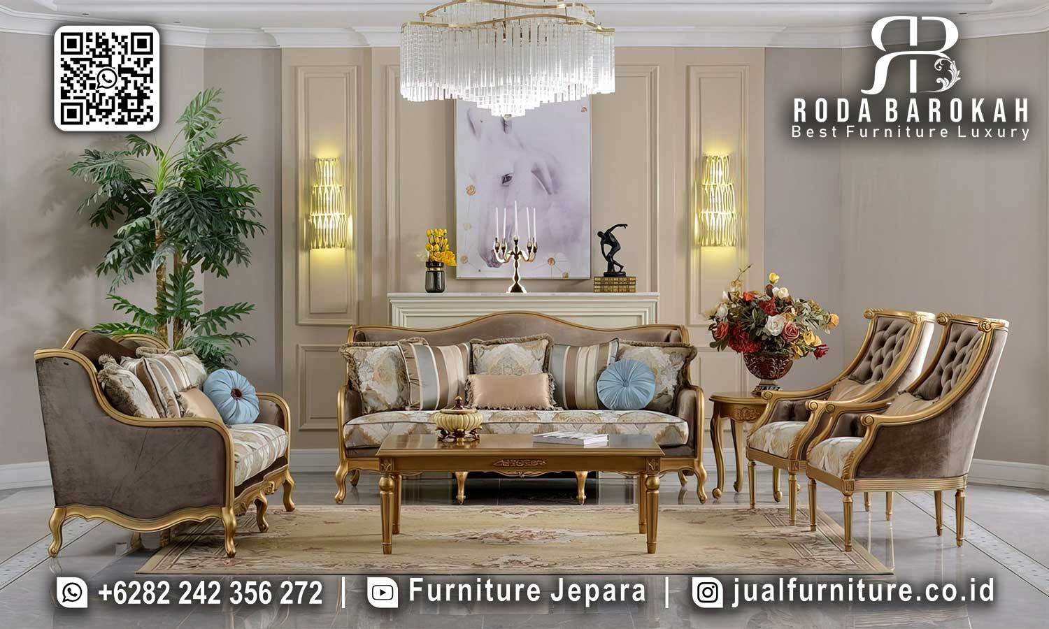 Jual Sofa Tamu Murah Mewah Sovrano Desain Berdetail STM-1018