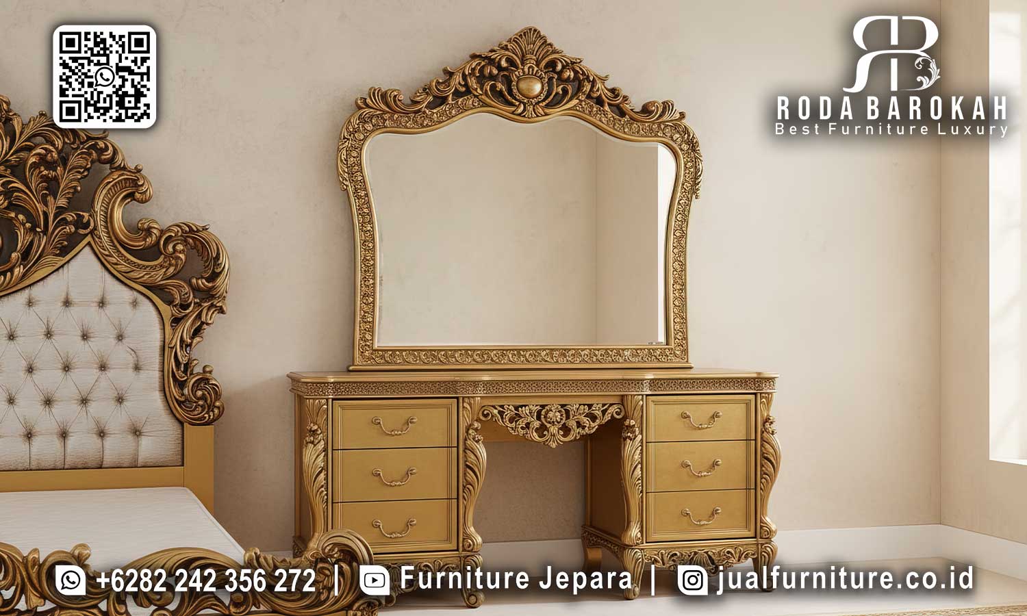 Jual Tempat Tidur Emas Mewah Napoleon Ukiran Tangan STT-621