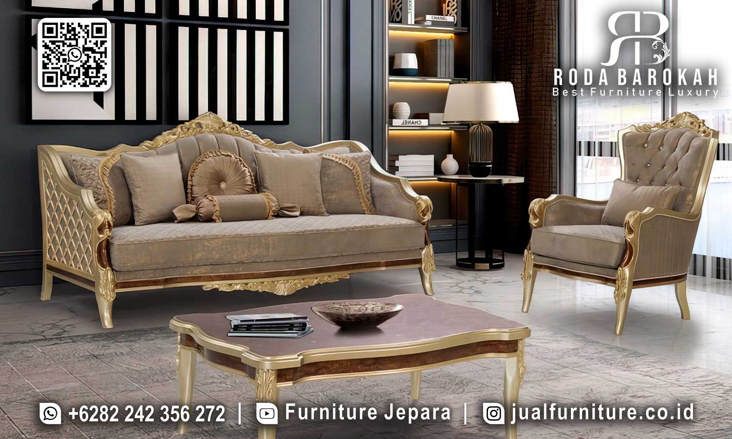 Kursi Sofa Ruang Tamu Bourbon Kesan Antik STM-999