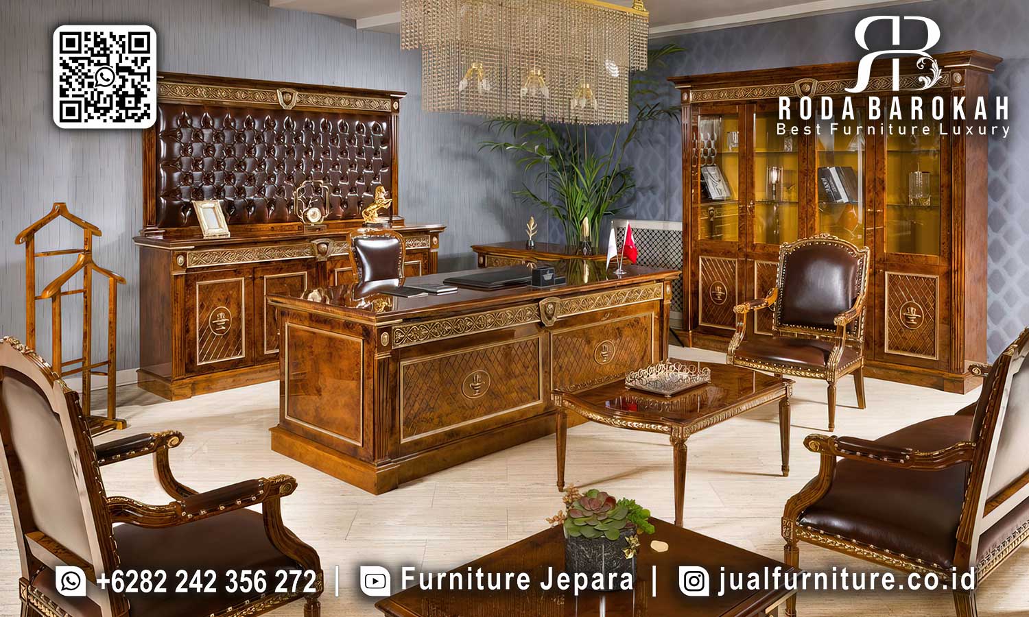 Meja Kantor Jati Sovrano Tampilan Prestisius FK-023 2 Meja Kantor Jati Sovrano Tampilan Prestisius FK-023