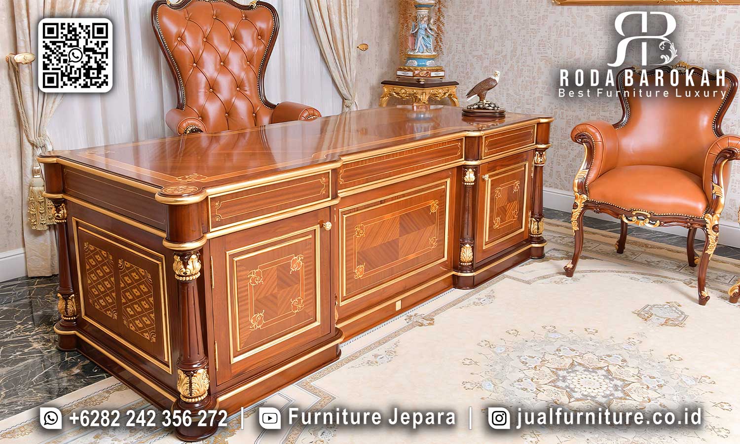 Meja Kantor Mewah Nobile Ornamen Klasik FK-005