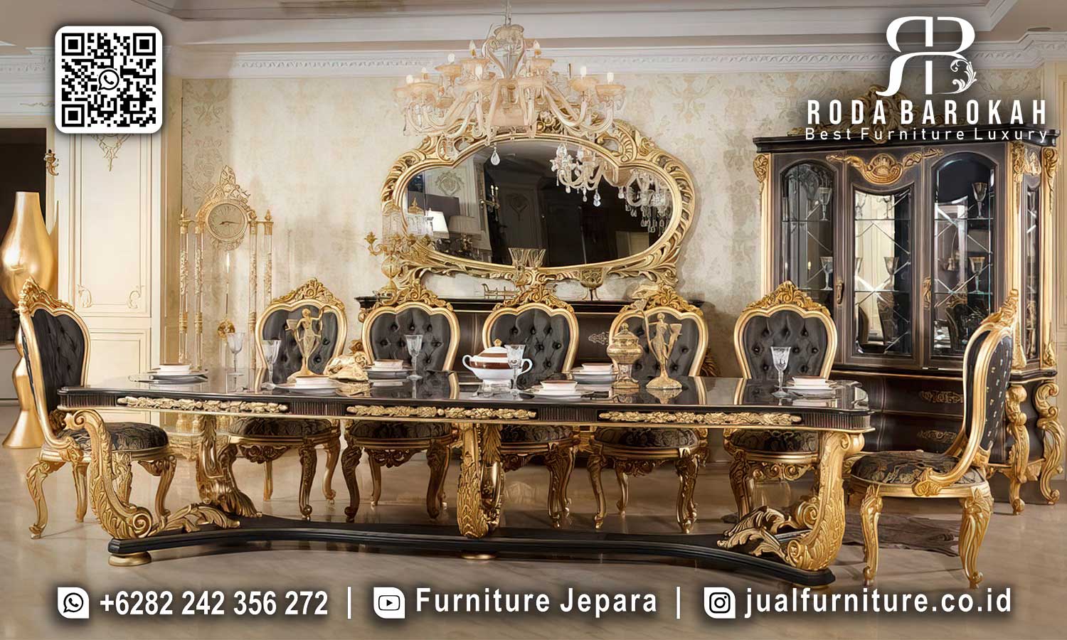 Meja Makan Gold Mewah Grandeur Desain Berkelas SMM-773 2 Meja Makan Gold Mewah Grandeur Desain Berkelas SMM-773