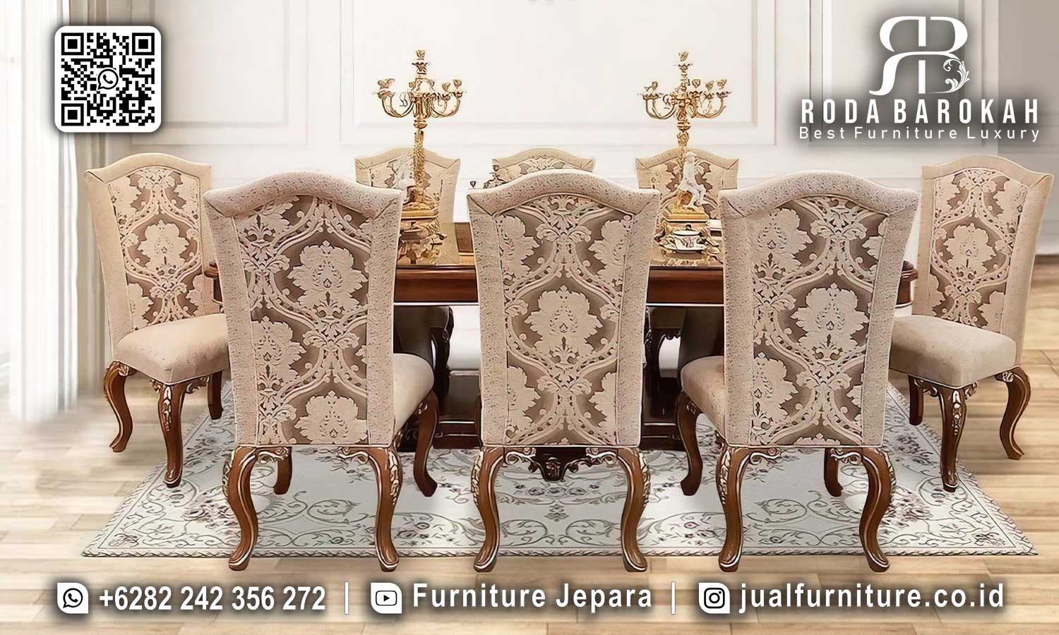 Meja Makan Jati Mewah Verona Material Pilihan SMM-767