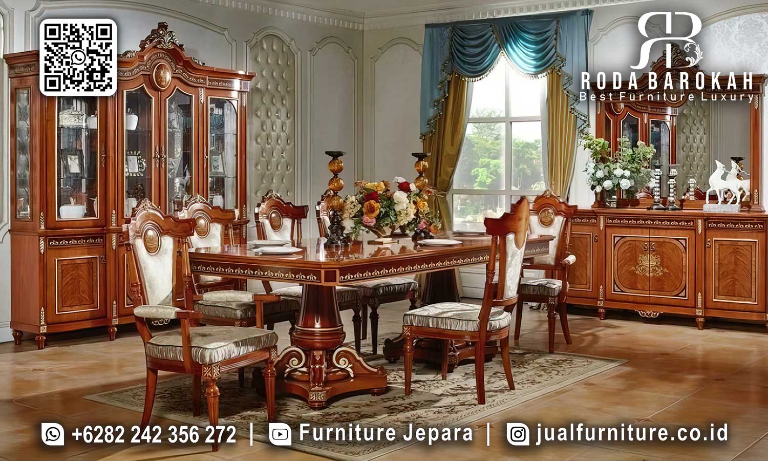 Meja Makan Jati Natural Splendore Sambungan Kuat SMM-752