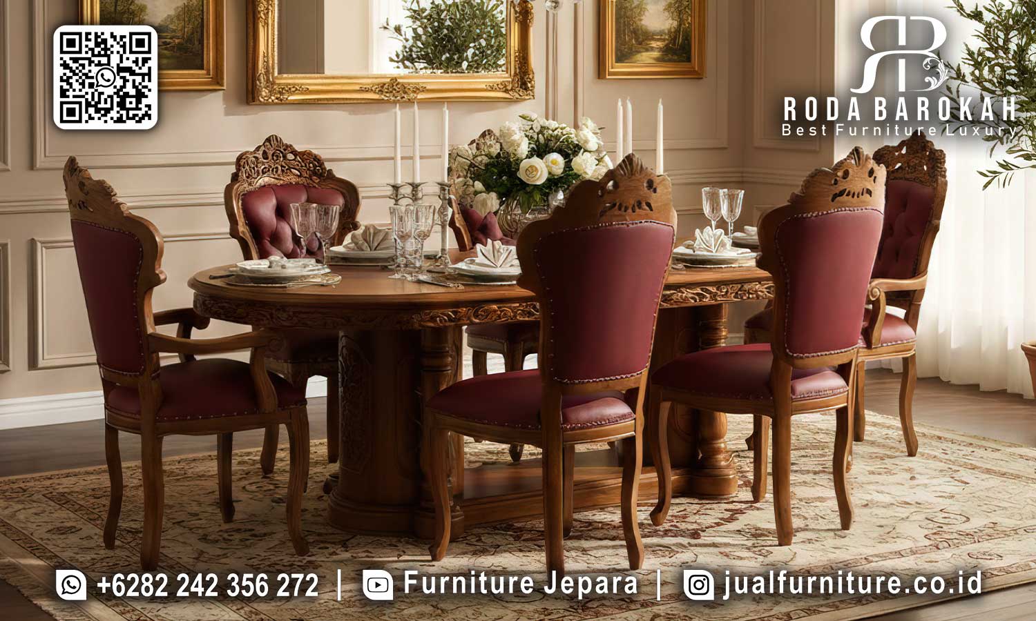 Meja Makan Jepara Jati Mewah Palermo Nuansa Timeless SMM-768