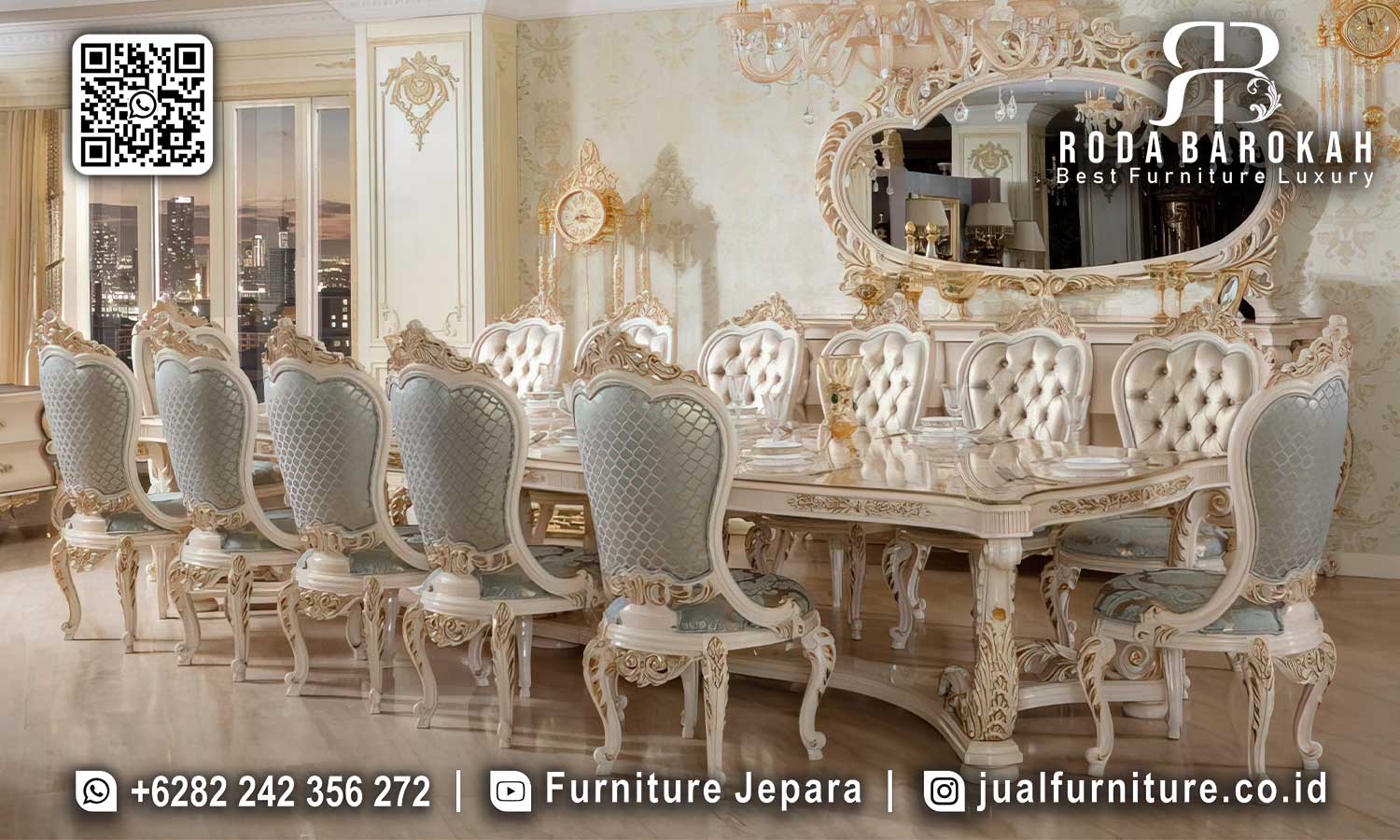 Meja Makan Luxury Mewah Bruges Bahan Pilihan SMM-772