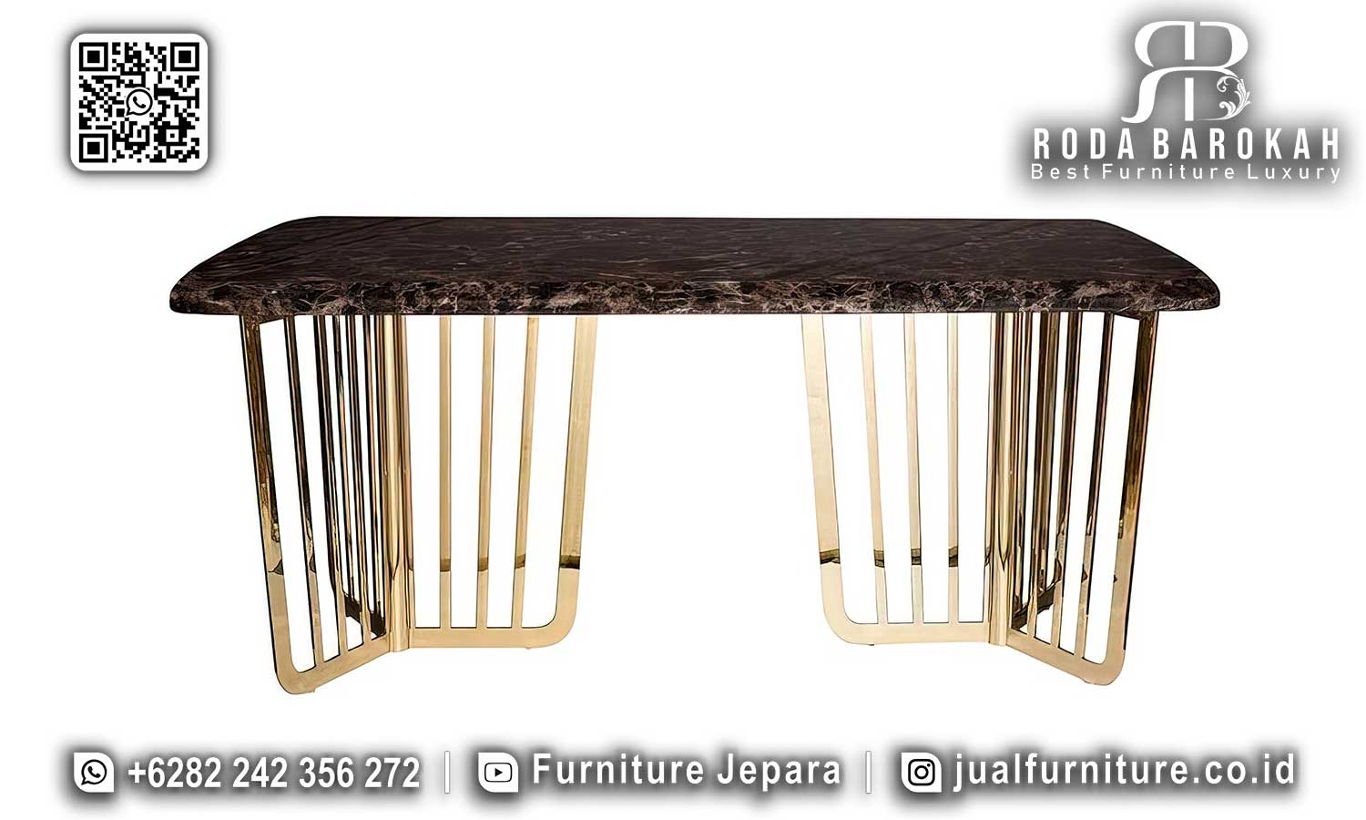 Meja Makan Stainless Cremona Handmade Jepara SMM-770