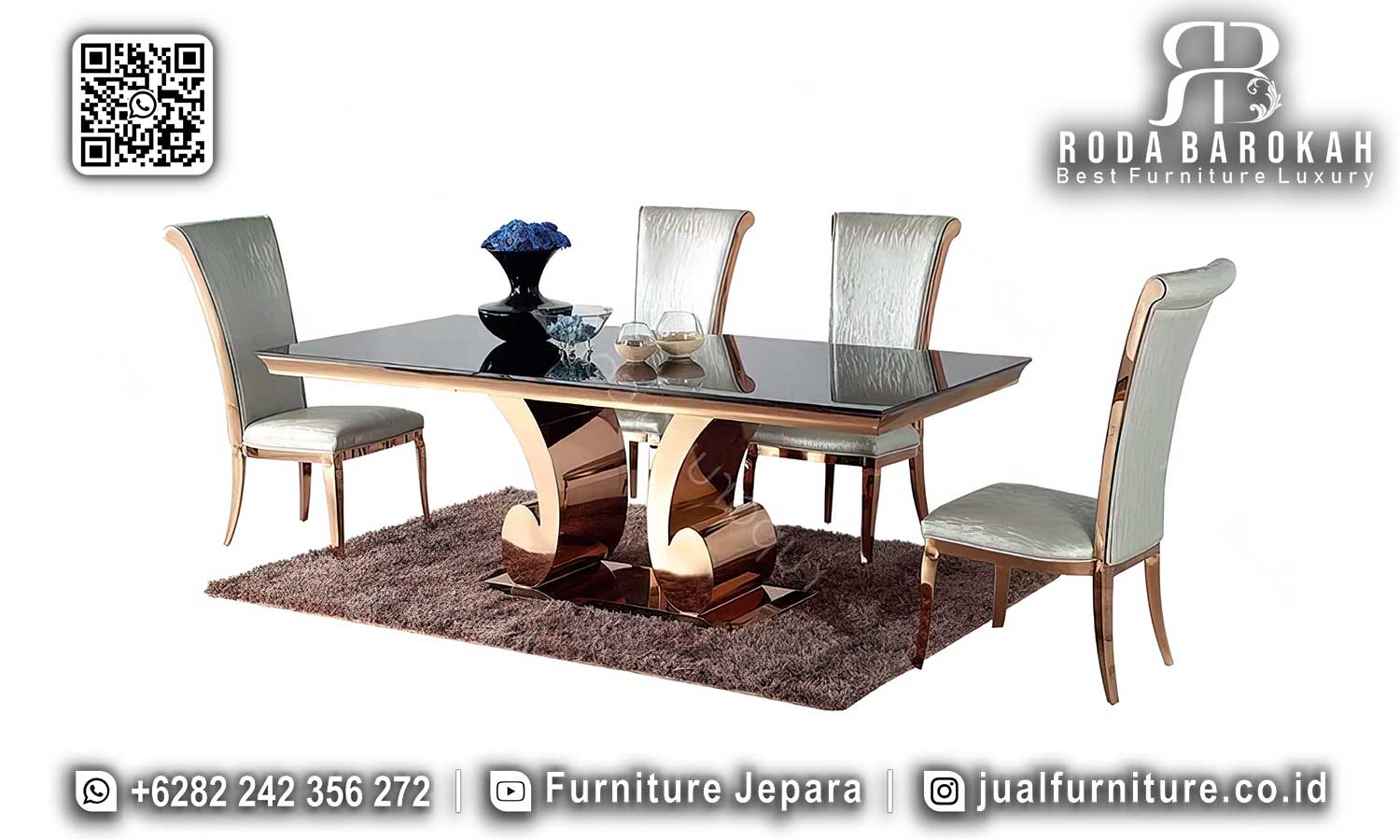 Meja Makan Stainless Vicenza Rangka Kokoh SMM-764