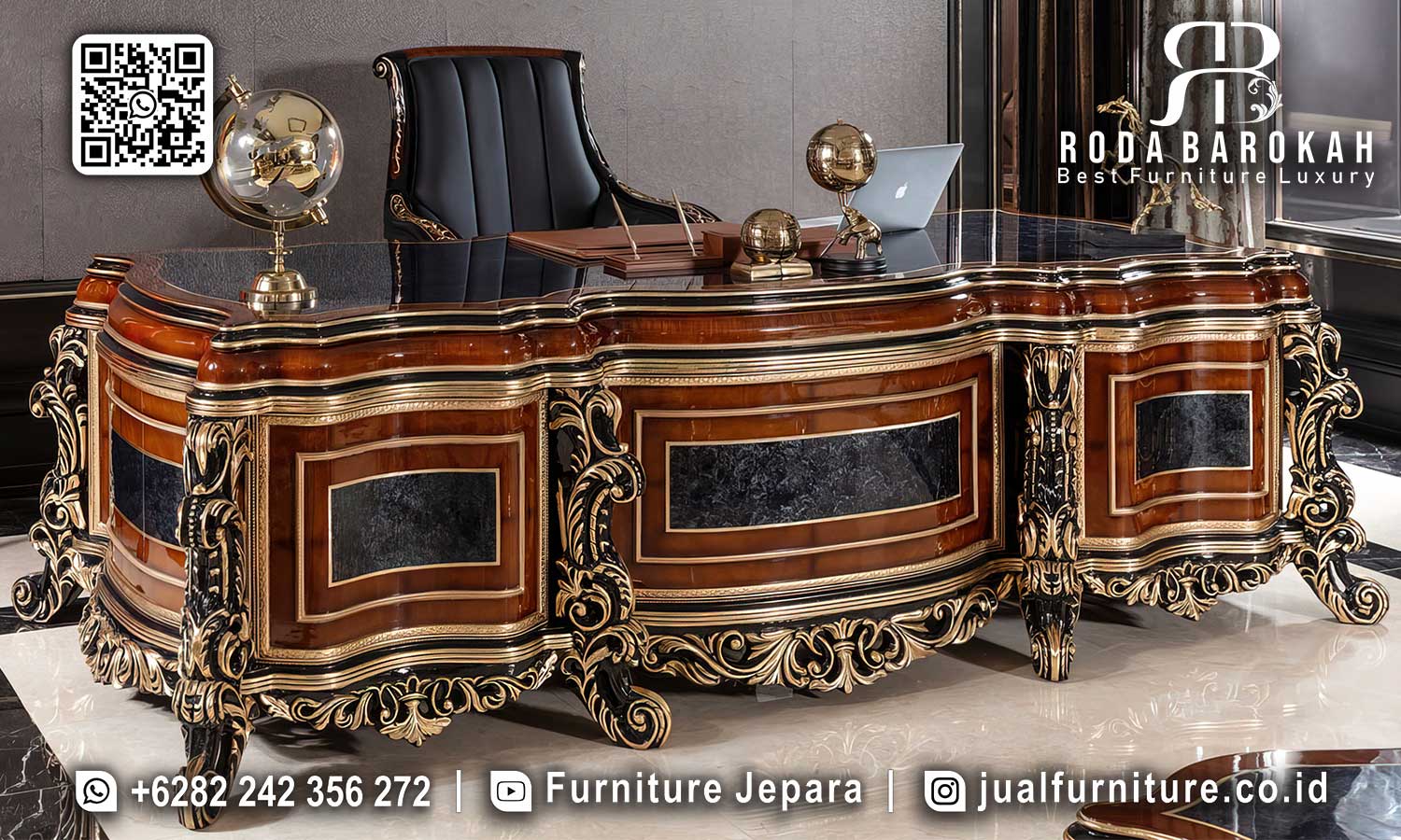 Model Meja Kantor Jati Klasik Bellezza Bernuansa Elegan FK-011