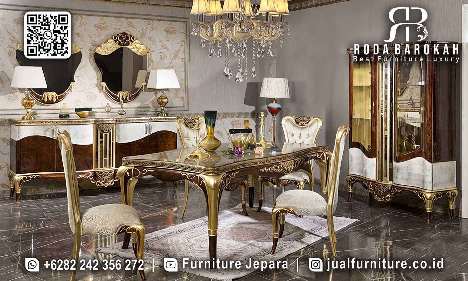 Model Meja Makan Mewah Victoria Furnitur Jepara SMM-736