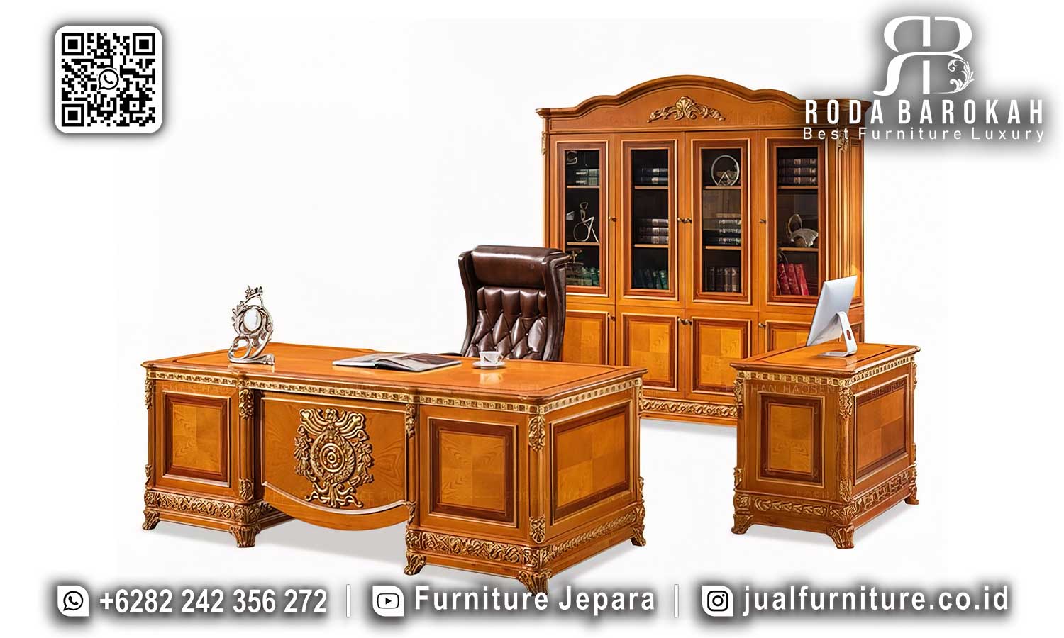 Office Table Mewah Jati Monaco Detail FK-016