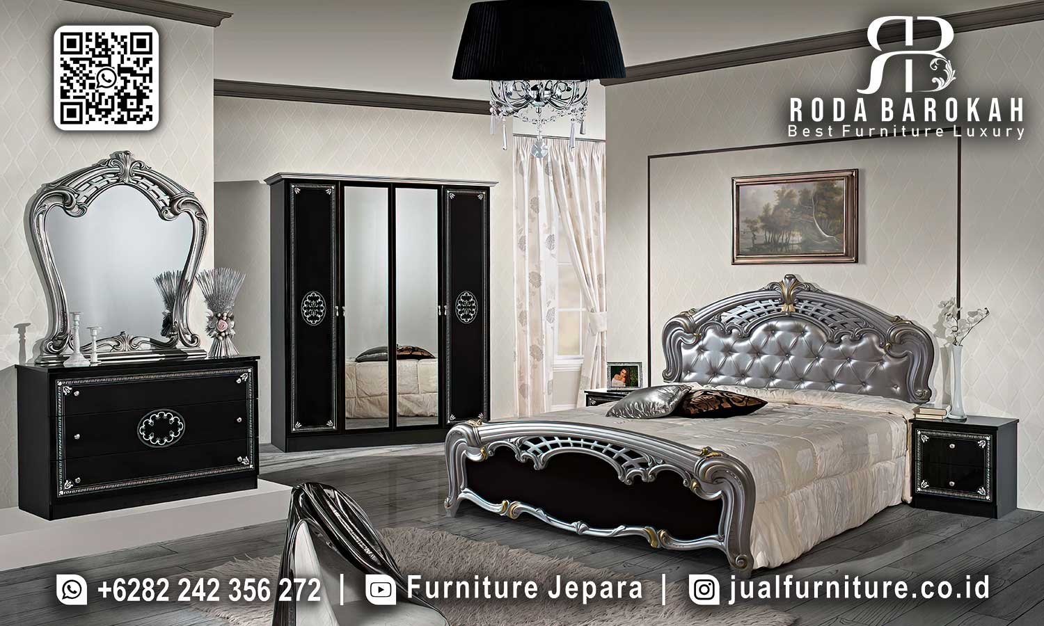 Set Kamar Mewah Tempat Tidur Victoria Konstruksi Solid STT-589