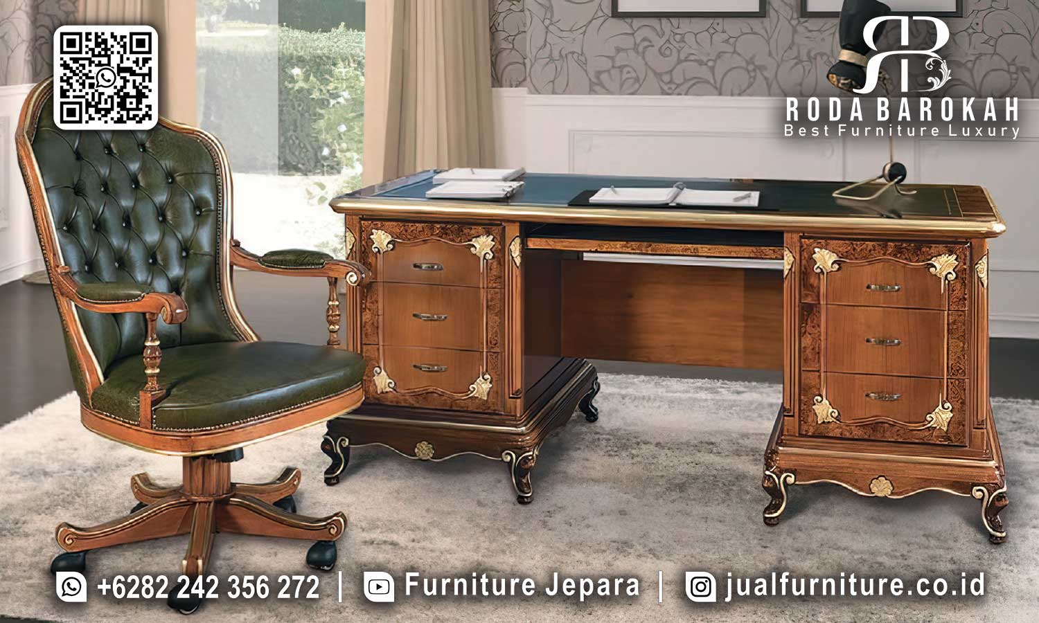 Set Meja Kantor Jati Villa Anti Rayap FK-006