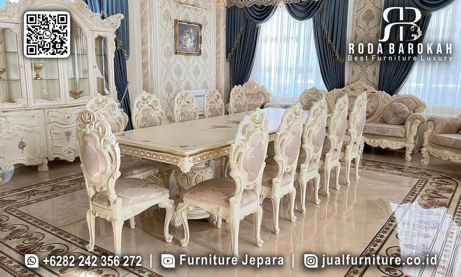 Set Meja Makan Mewah Capri Mebel Jepara SMM-744