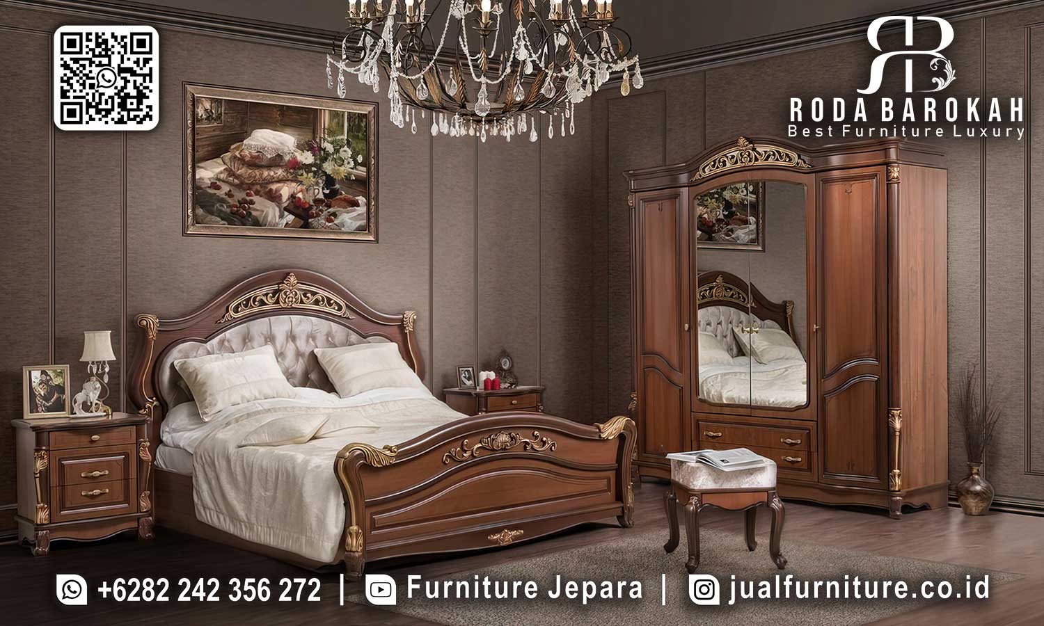 Set Tempat Tidur Jati Mewah Modena Nuansa Timeless STT-600