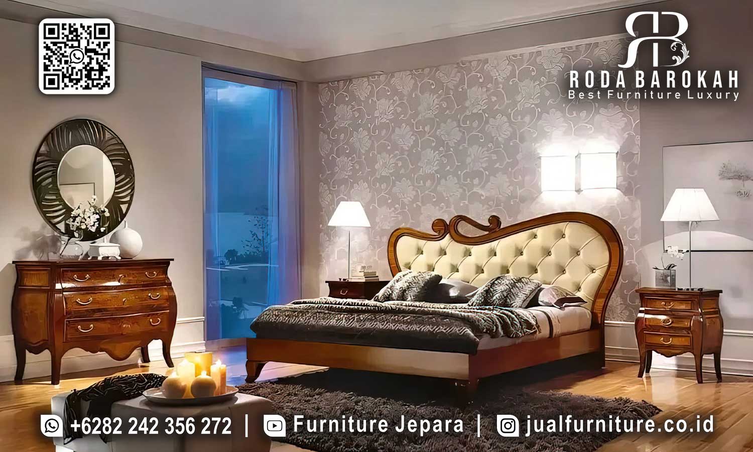 Set Tempat Tidur Natural Jati Mewah Sevilla Kokoh Kuat STT-593