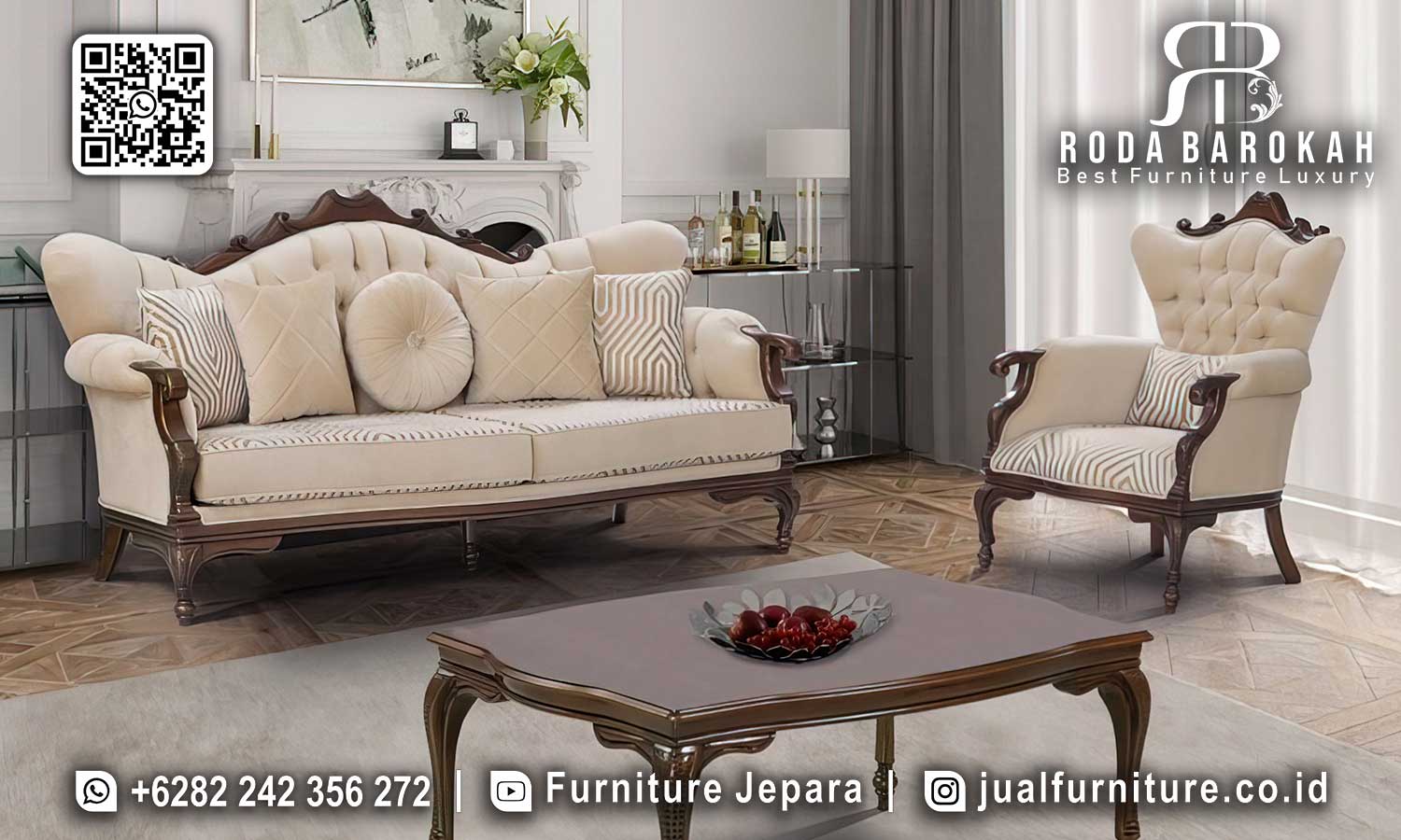 Sofa Tamu Jati Mewah Bergamo Mebel Jepara STM-1013