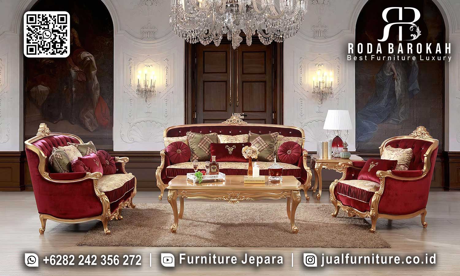 Sofa Tamu Mewah Amalfi Motif Antik STM-1023