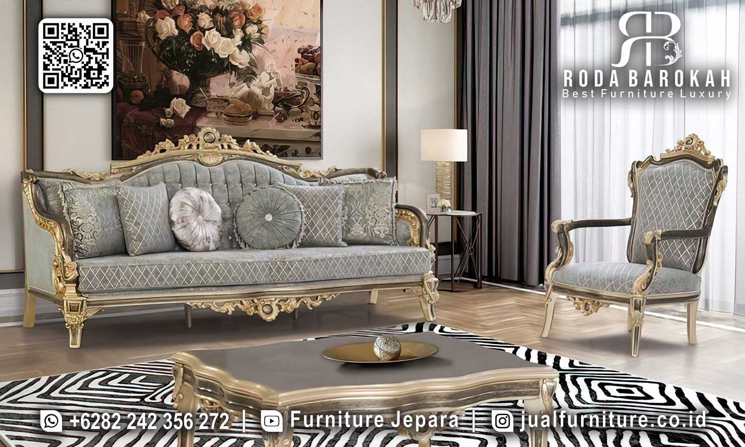 Sofa Tamu Mewah Klasik Splendore Relief Halus STM-1006