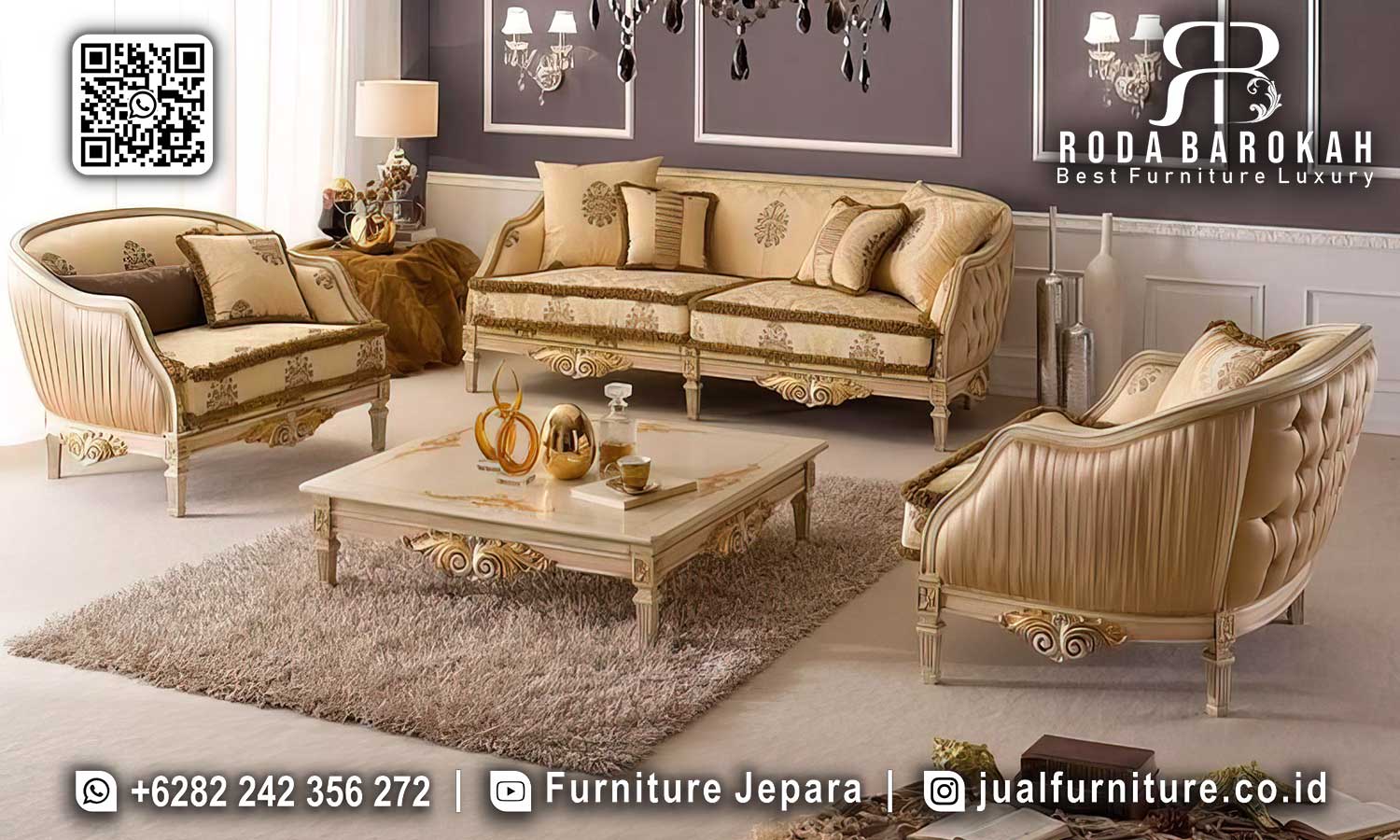 Sofa Tamu Mewah Lucca Relief Klasik STM-1029