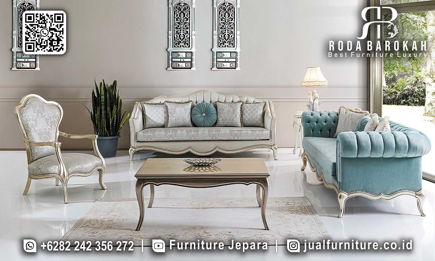 Sofa Tamu Mewah Shabby Terbaru Grandeur Pahatan Artistik STM-1003