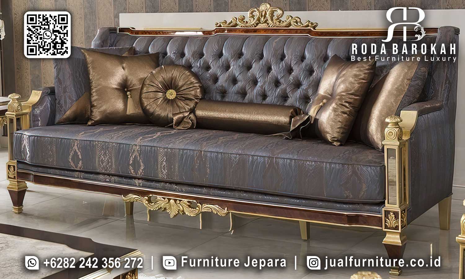 Sofa Tamu Mewah Villa Detail Ornamen STM-992