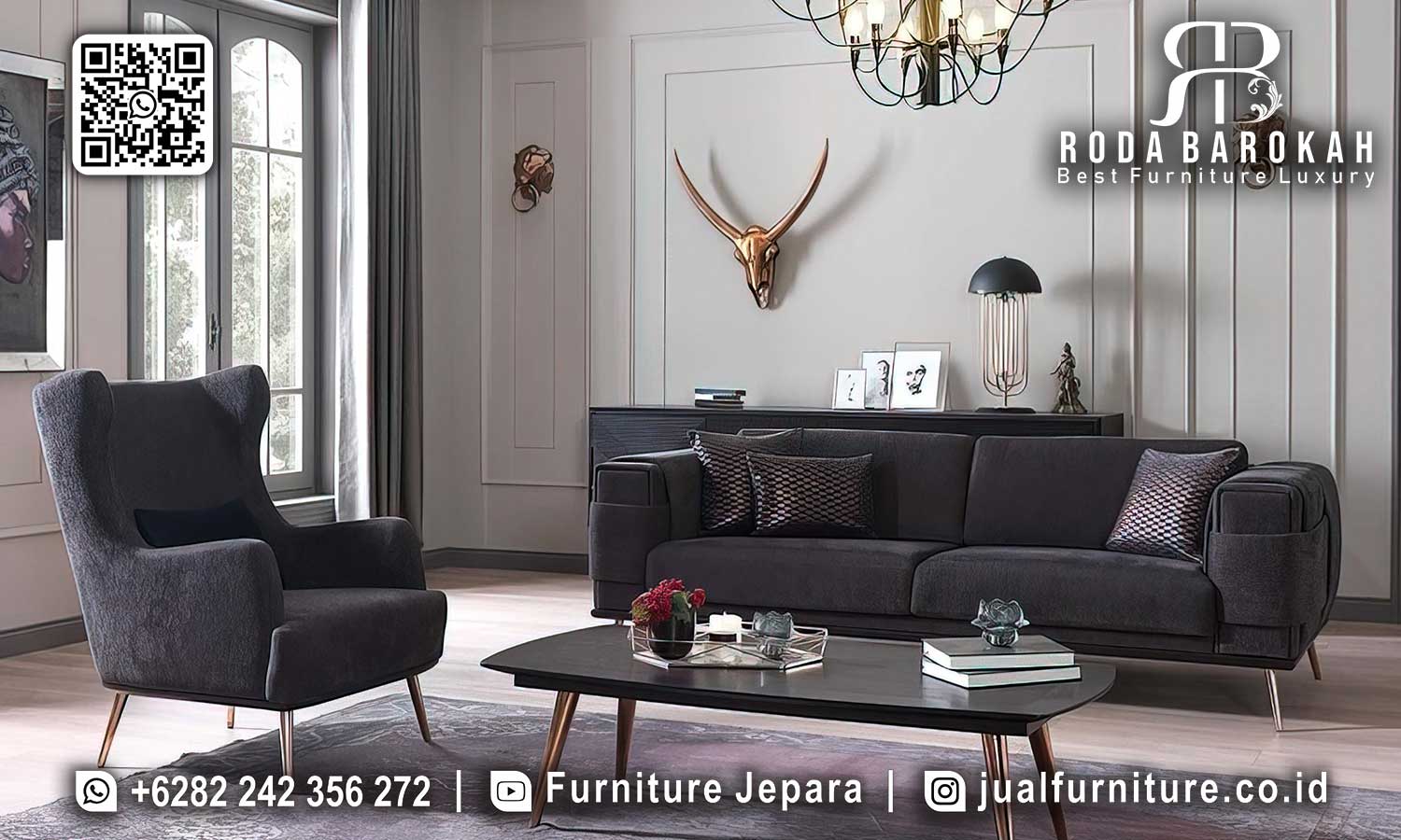 Sofa Tamu Set Mewah Modern Siena Antik Elegan STM-1009