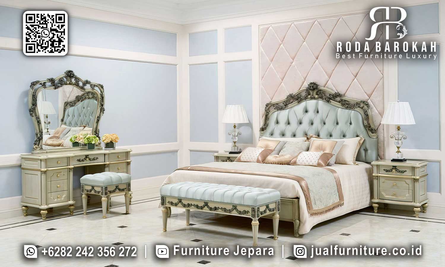 Tempat Tidur Mewah Tuscany Ukiran Detail STT-607