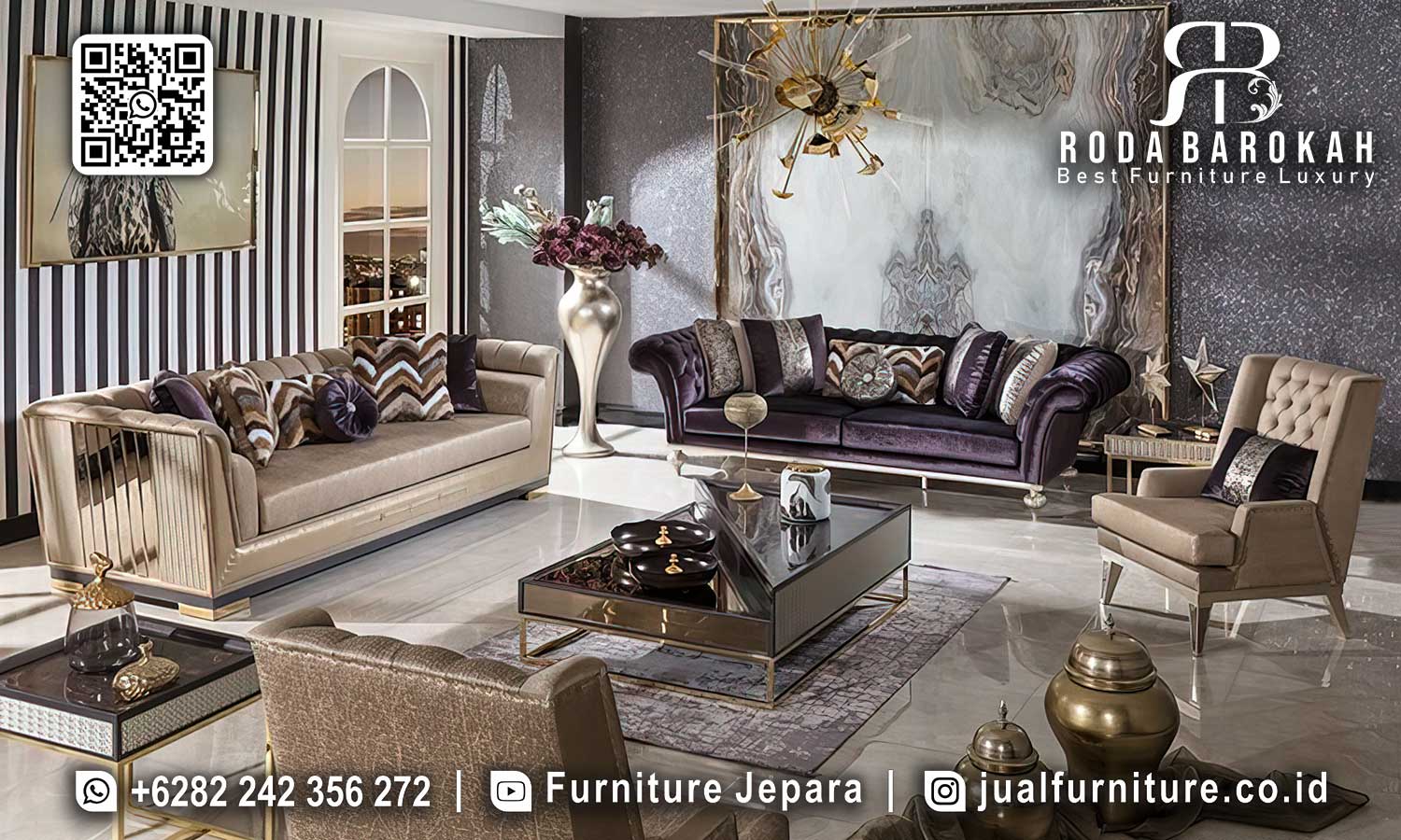 Desain Sofa Tamu Mewah Cremona Ukiran Tangan STM-1002