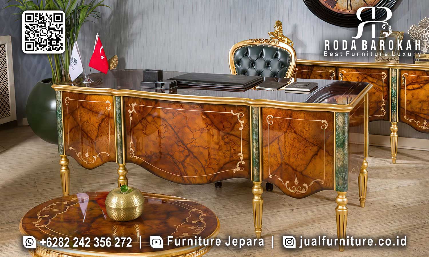 Furniture Meja Kantor Jati Eleganza Desain Eksklusif FK-010