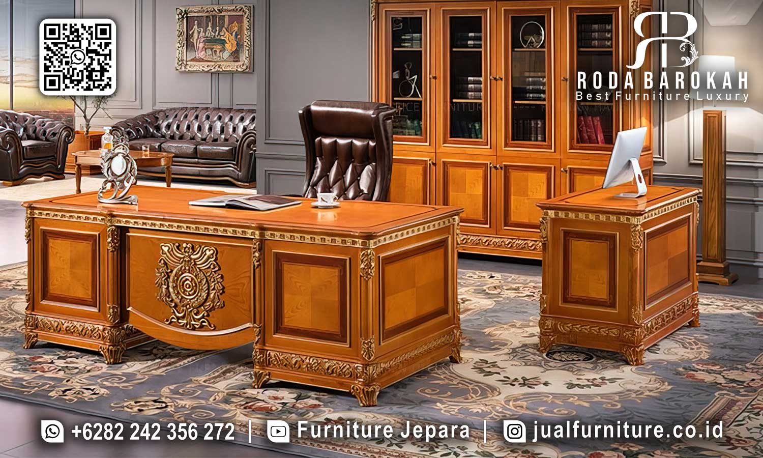 Furniture Mewah Meja Kantor Padova Klasik Elegan FK-015