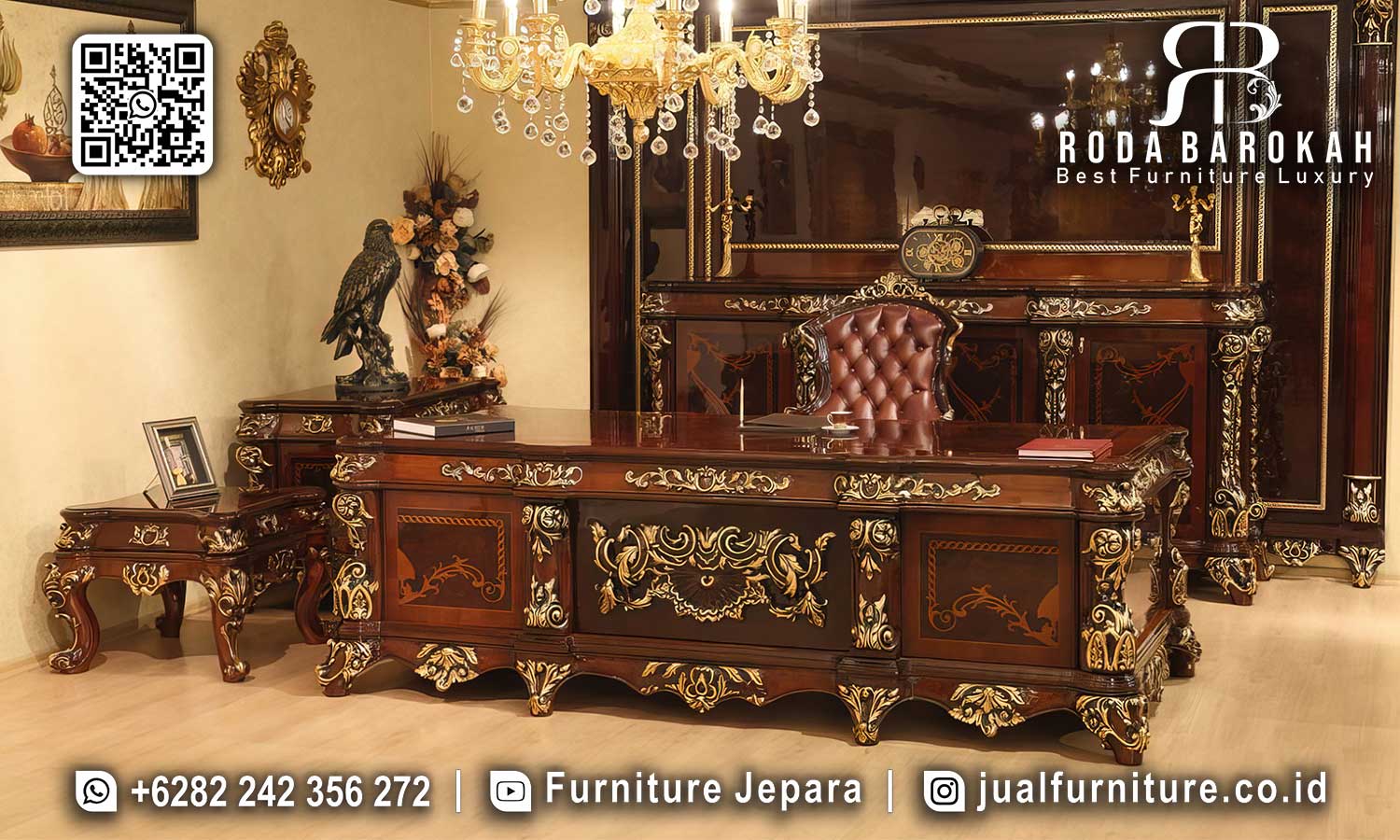 Jual Furniture Meja Kantor Napoleon Ukiran Presisi FK-008