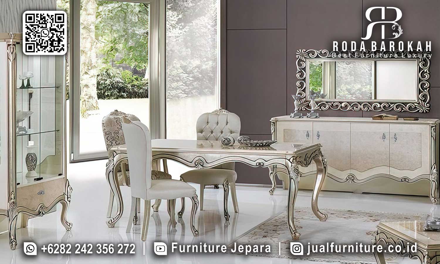 Jual Meja Makan Jepara Mewah Versailles Kesan Elegan SMM-737