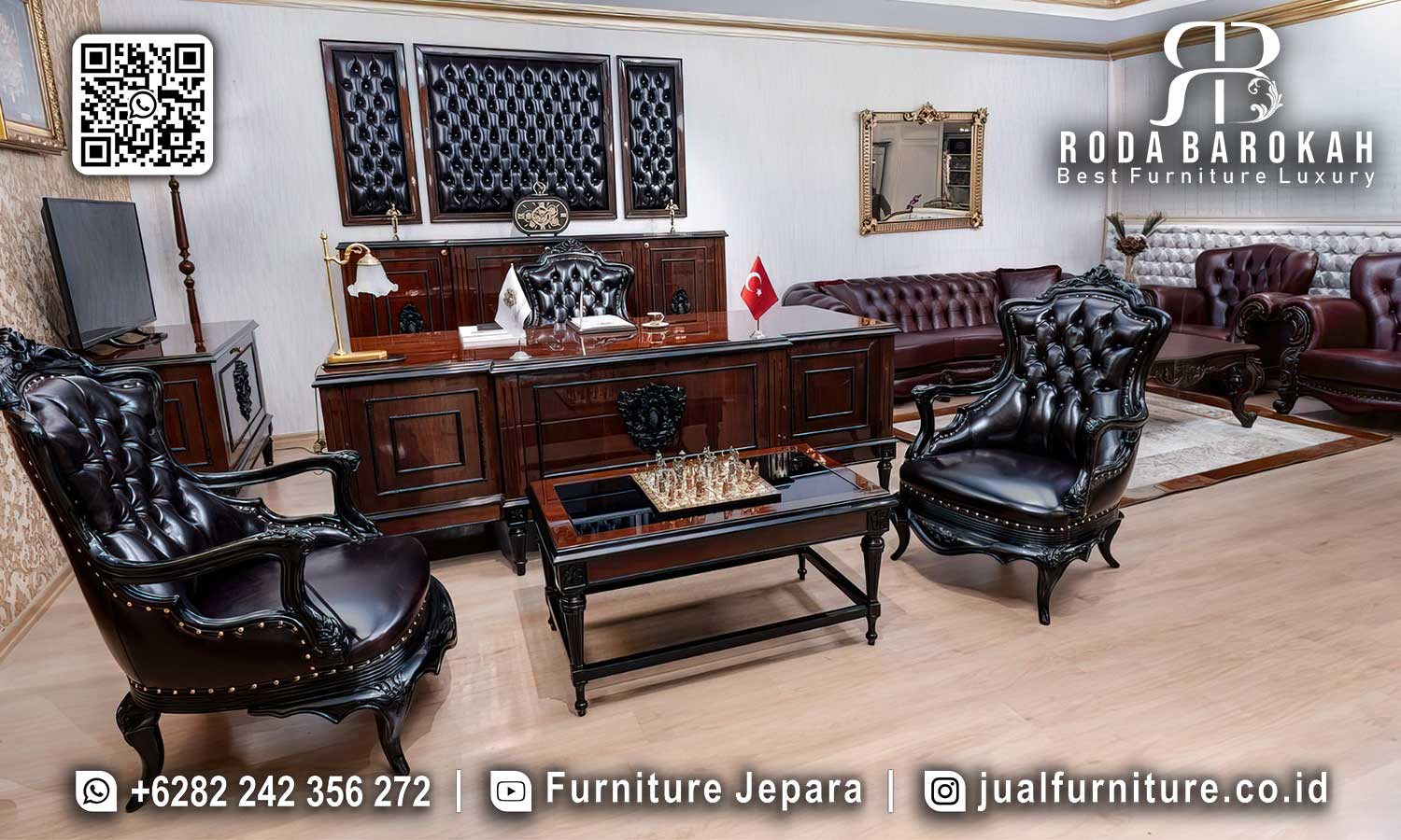 Jual Set Ruangan Kantor Mewah Modena Pahatan Halus FK-022 1 Jual Set Ruangan Kantor Mewah Modena Pahatan Halus FK-022