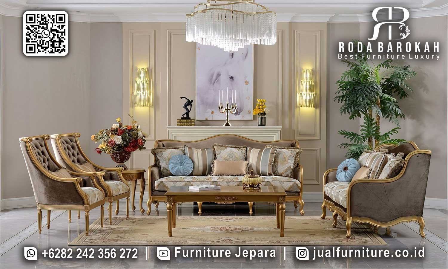 Jual Sofa Tamu Murah Mewah Sovrano Desain Berdetail STM-1018