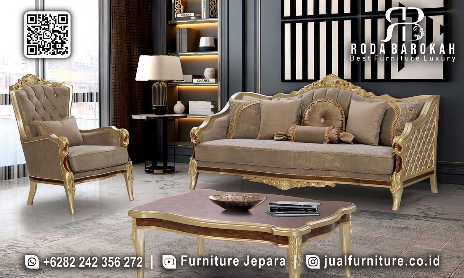 Kursi Sofa Ruang Tamu Bourbon Kesan Antik STM-999